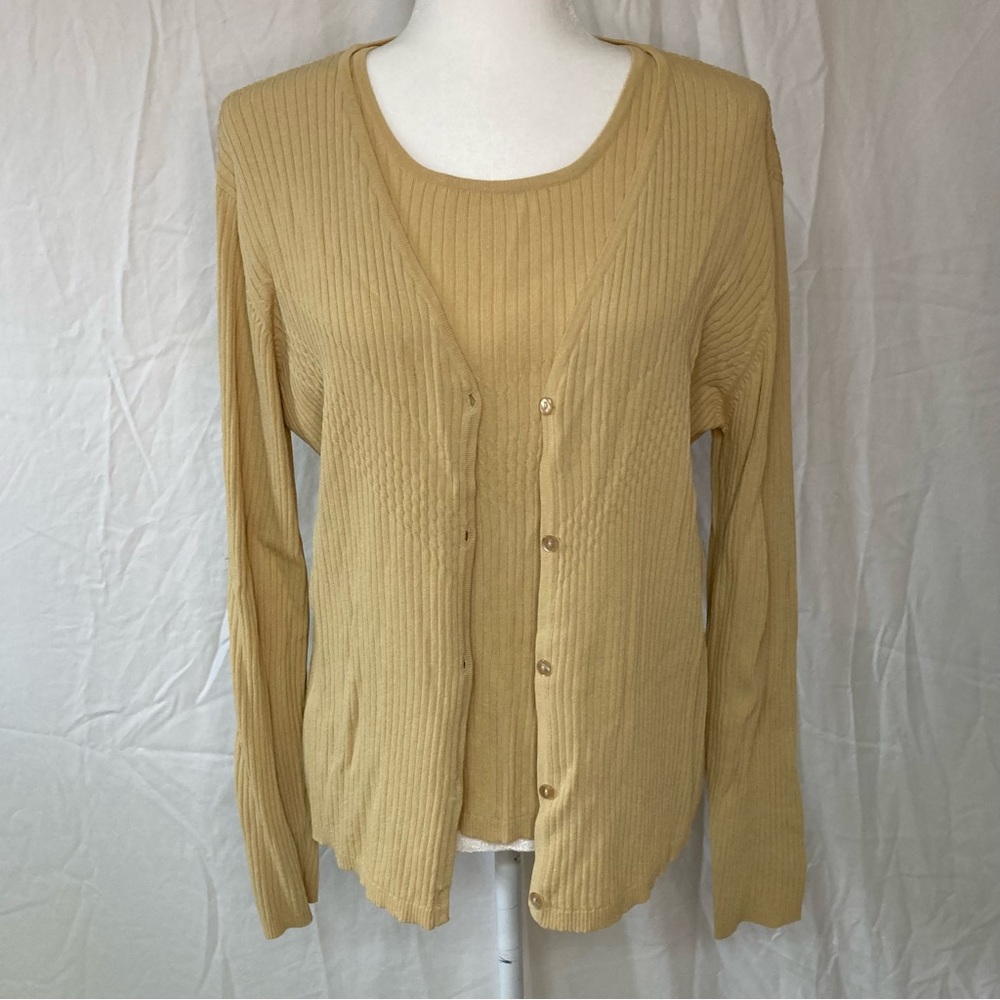 Vintage Carducci Tan 2 Piece Sweater Set Size Large